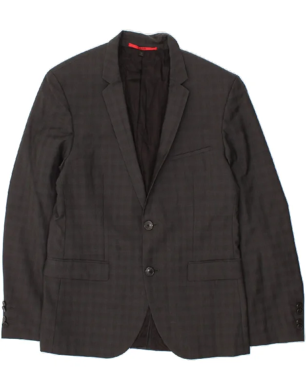 HUGO BOSS Mens 2 Button Blazer Jacket IT 48 Medium Grey Check Virgin Wool Chenille Jacket Brocade Jacket Lace Jacket HUGO BOSS Mens 2 Button Blazer Jacket IT 48 Medium Grey Check Virgin Wool Chenille Jacket Brocade Jacket Lace Jacket