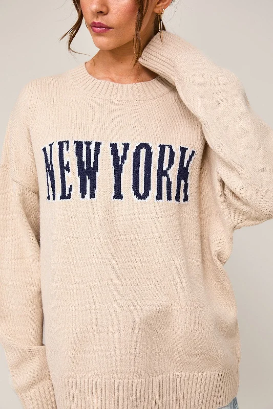 I Love New York Sweater Houndstooth Herringbone Solid