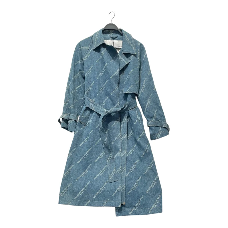 BRANDON BLACKWOOD/Trench Coat/S/All Over Print/Cotton/BLU/ Cuffed Rolled Raglan