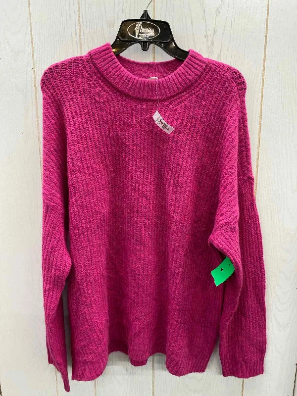 American Eagle Pink Womens Size S/M Sweater Hooded Sweater Collared Sweater Shawl Collar