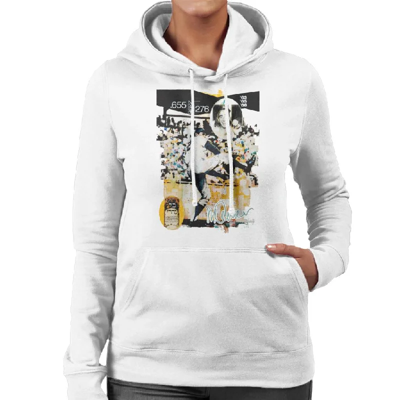 Sidney Maurer Original Portrait Of Sandy Koufax Women's Hooded Sweatshirt Hoodie with Puffed Sleeves Voluminous Trendy