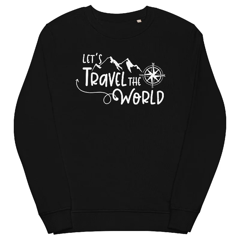 Lets travel the world - Unisex Premium Organic Sweatshirt Hoodie with Logo Branding Identity