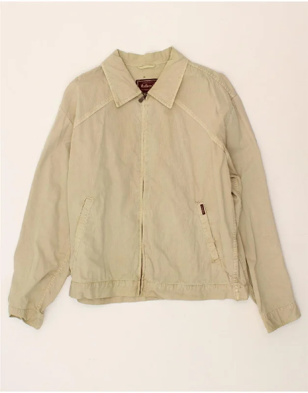 MARLBORO CLASSICS Mens Bomber Jacket UK 44 2XL Beige Cotton Rayon Jacket Velvet Jacket Corduroy Jacket