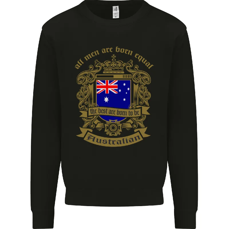 All Men Are Born Equal Australian Australia Mens Sweatshirt Jumper Hoodie with Metallic Shiny Futuristic