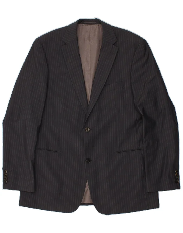 HUGO BOSS Mens 2 Button Blazer Jacket Size 106 2XL Grey Pinstripe Jacket Blazer Coat