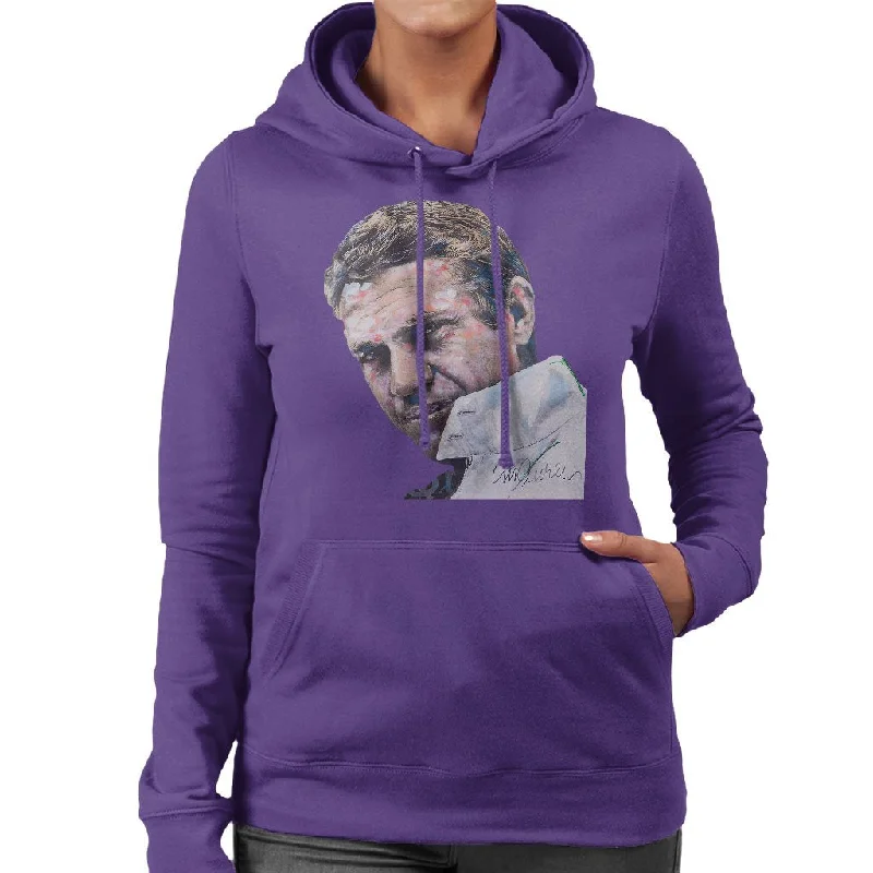 Sidney Maurer Original Portrait Of Steve McQueen Women's Hooded Sweatshirt Hoodie with Typography Text Message