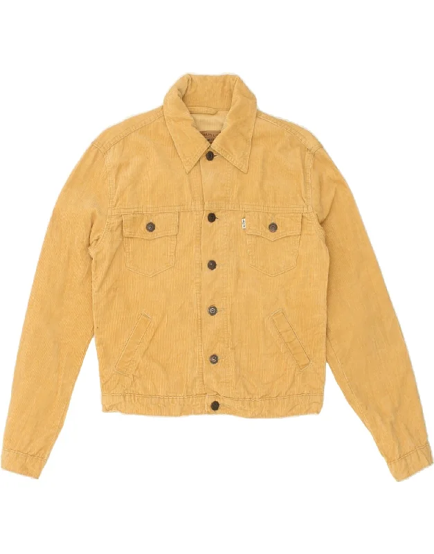 LEVI'S Girls Corduroy Jacket 12-13 Years Medium Yellow Cotton Fleece Fabric Down Fabric Feather Fabric