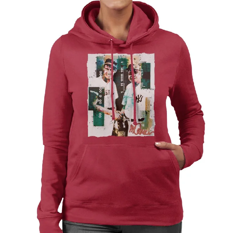 Sidney Maurer Original Portrait Of Ted Williams And Babe Ruth Women's Hooded Sweatshirt Hoodie with Velcro Closure Adjustable Secure