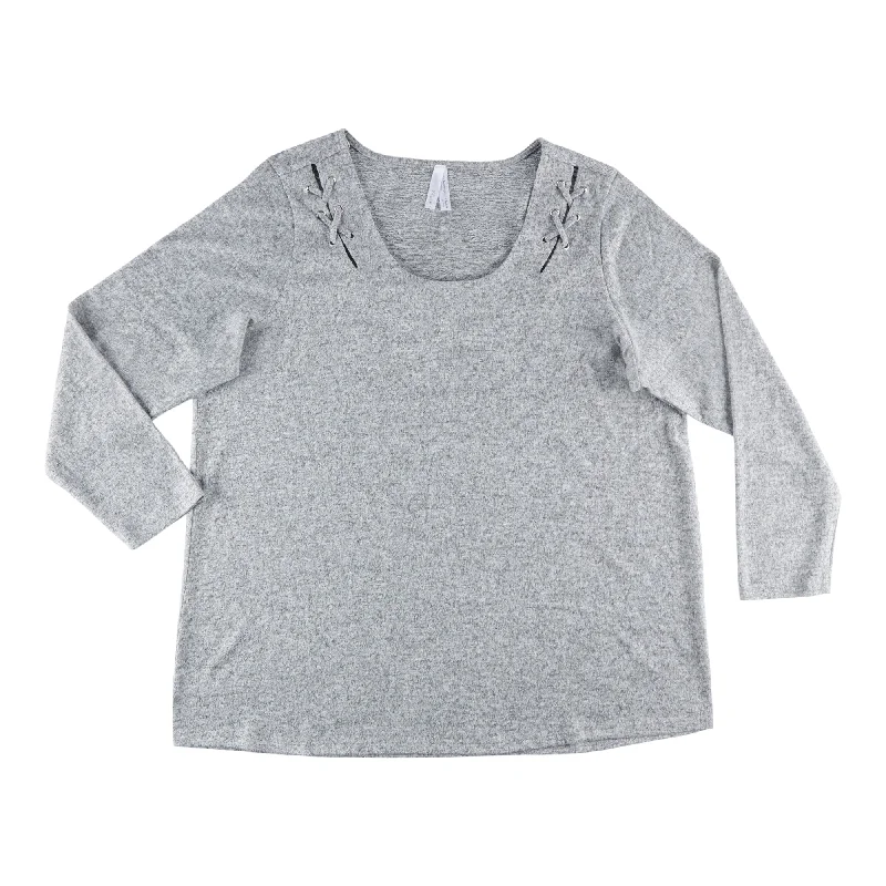 Women's Plus Sweater Knit Top with Lace-Up Detailing Handmade Hand-knitted Hand-woven