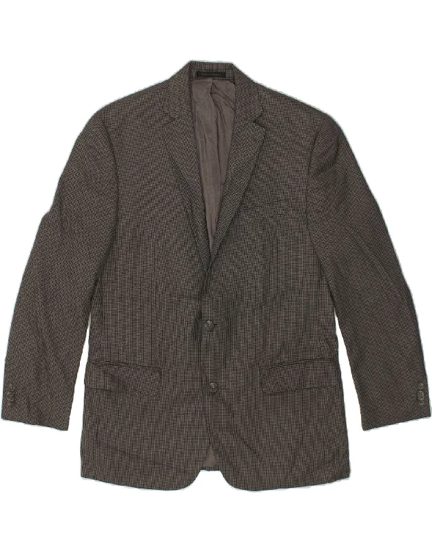 MICHAEL KORS Mens 2 Button Blazer Jacket UK 42 XL Grey Houndstooth Insulated Jacket Fitted Jacket Loose Jacket