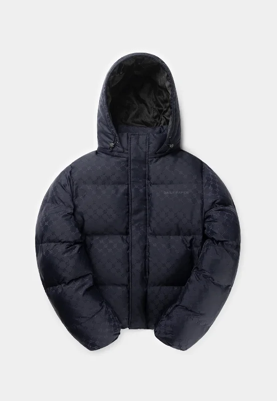 DAILY PAPER Ravan Puffer Jacket - Navy Nylon Jacket Polyester Jacket Spandex Jacket