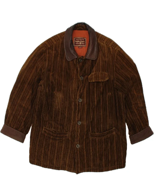 MARLBORO CLASSICS Mens Corduroy Jacket EU 52 XL Brown Cotton Print Jacket Jacquard Jacket Embroidered Jacket