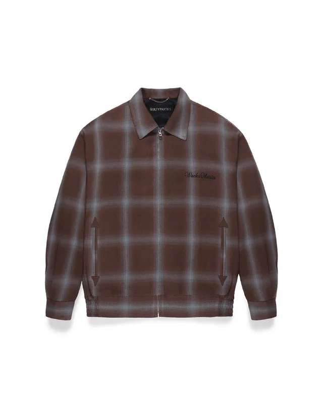 Ombre Check 50's Jacket - Brown Fleece Jacket Down Jacket Feather Jacket