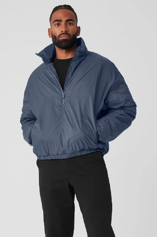 Latitude Light Weight 1/2 Zip Pullover Jacket - Bluestone Welt Pockets Slit Pockets Flap Pockets