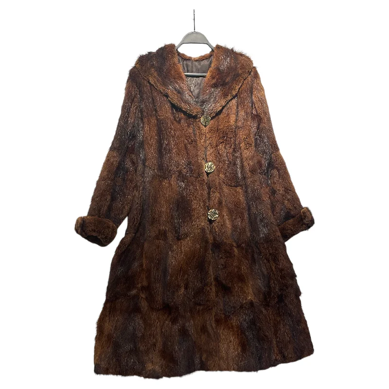 Vintage/Coat/Fur/BRW/ Solid Print Jacquard