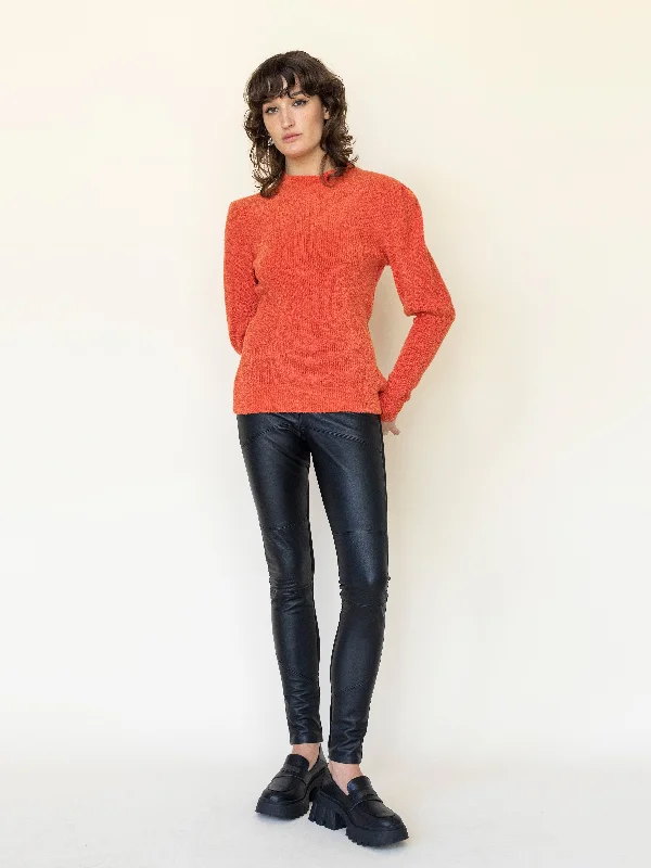 Knit Jumper with Juliet Sleeve in Tiger Velvet Chenille Corduroy