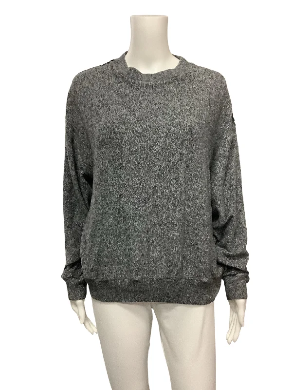 Kooples X Sport Women's Sweater Grey Long Sleeve Size: M Houndstooth Herringbone Solid Kooples X Sport Women's Sweater Grey Long Sleeve Size: M Houndstooth Herringbone Solid