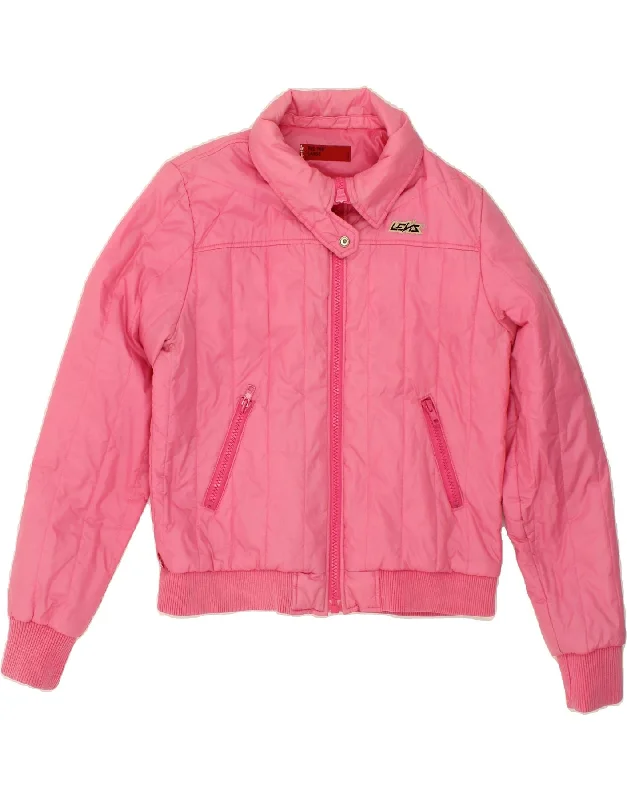 LEVI'S Womens Padded Jacket UK 16 Large Pink Polyamide Snapped Jacket Toggled Jacket Drawstring Jacket