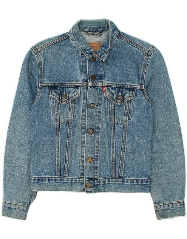 LEVI'S Girls Denim Jacket 10-11 Years Small  Blue Cotton Welt Pockets Slit Pockets Flap Pockets