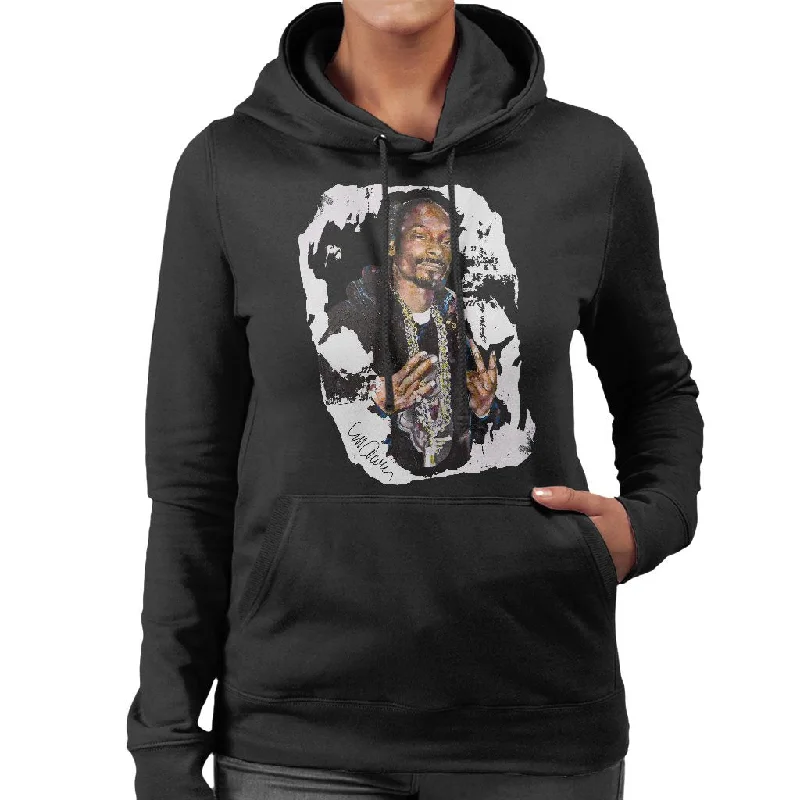 Sidney Maurer Original Portrait Of Snoop Dogg Women's Hooded Sweatshirt Hoodie with Hem Embroidery Detailed Premium