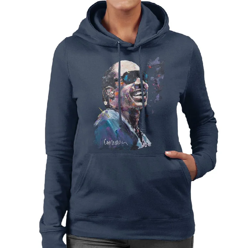 Sidney Maurer Original Portrait Of Stevie Wonder Women's Hooded Sweatshirt Hoodie with Gradient Ombre Colorful