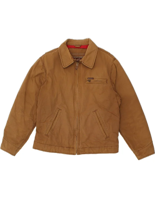 MARLBORO CLASSICS Mens Bomber Jacket UK 44 2XL Brown Hoodie Zip-Up Jacket Button-Up Jacket