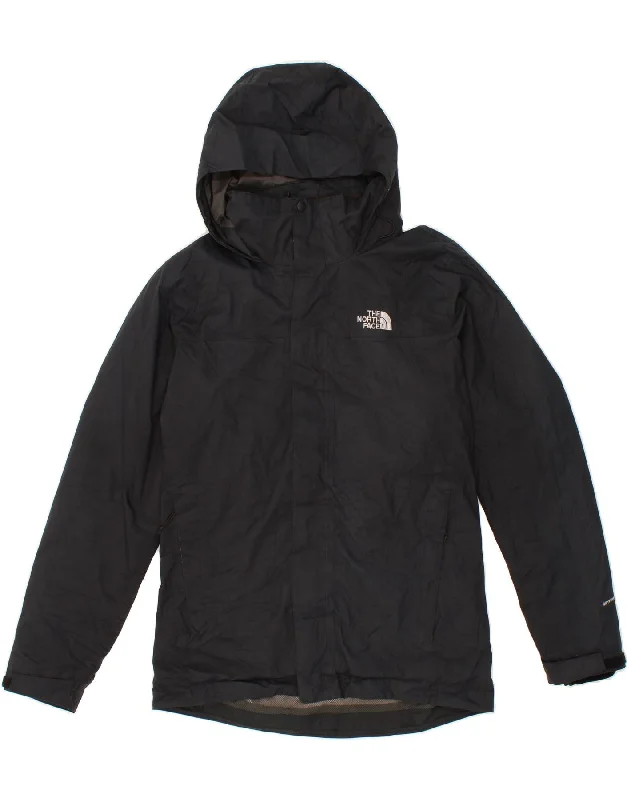 THE NORTH FACE Mens Hooded Windbreaker Jacket UK 40 Large Black Wool Fabric Cashmere Fabric Tweed Fabric