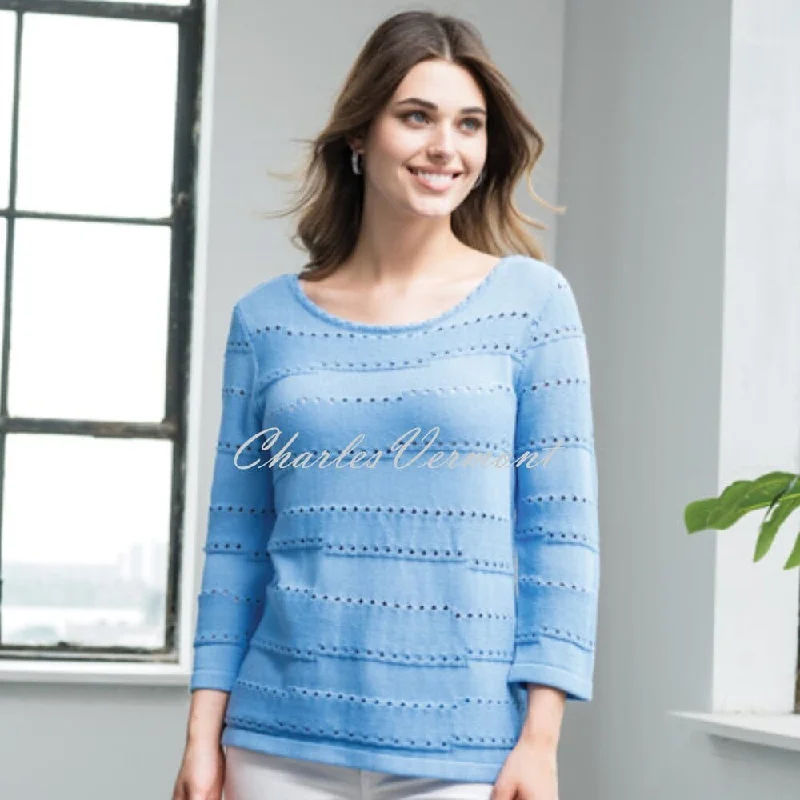 Alison Sheri Sweater - Style A41245 (Blue) Ribbed Striped Patterned