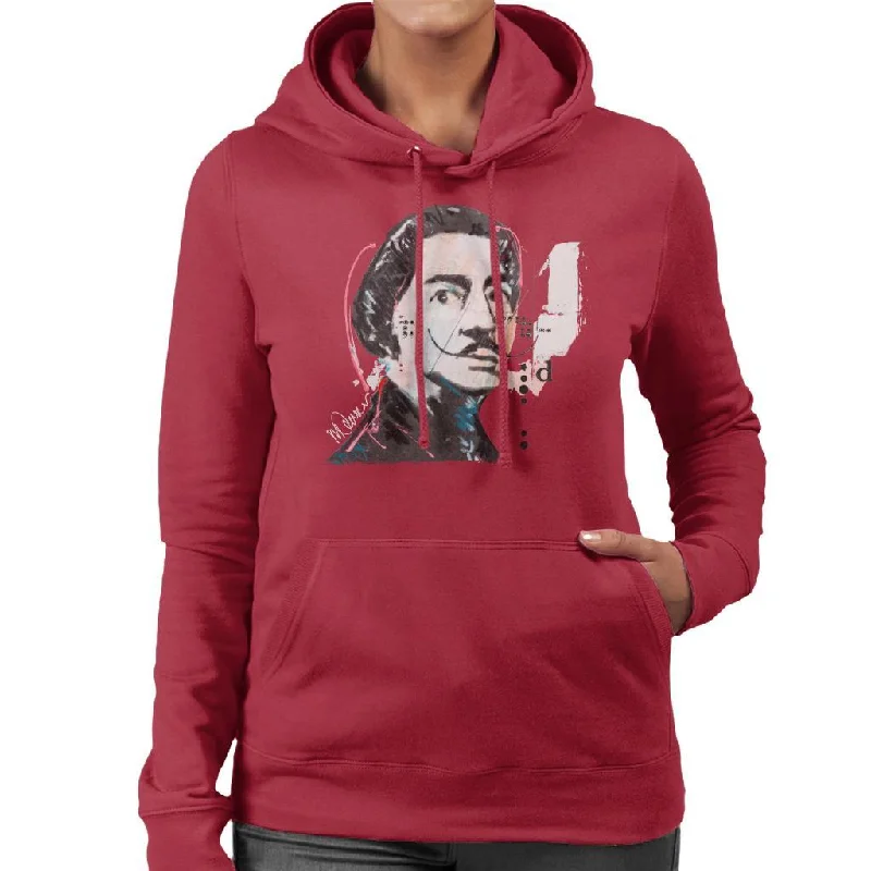 Sidney Maurer Original Portrait Of Salvador Dali Women's Hooded Sweatshirt Hoodie with Set-In Sleeves Structured Classic