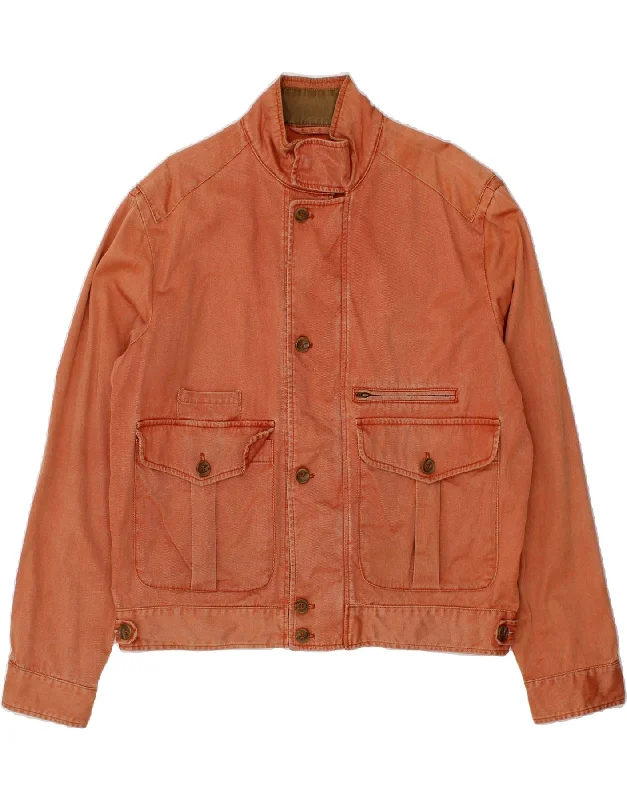 MARLBORO CLASSICS Mens Denim Jacket IT 56 3XL Orange Cotton Satin Jacket Silk Jacket Chiffon Jacket