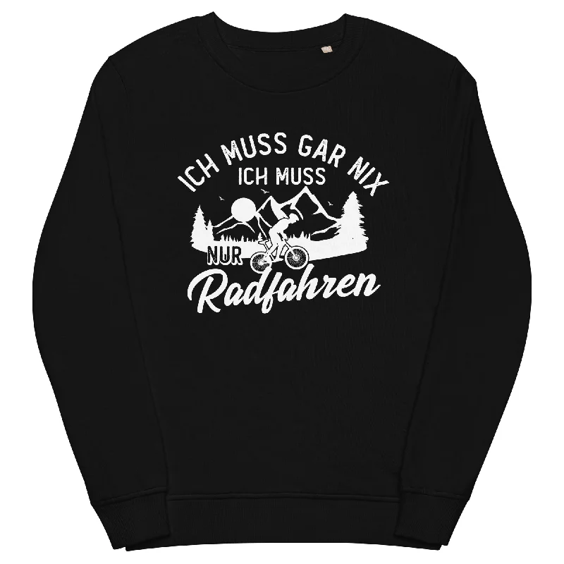 Ich muss gar nix, ich muss nur radfahren - Unisex Premium Organic Sweatshirt Hoodie with Button Placket Classic Preppy