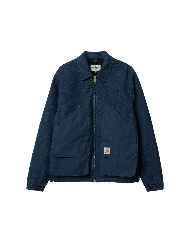 Alma Jacket - Blue Stone Washed Ribbed Jacket Pleated Jacket Ruffled Jacket