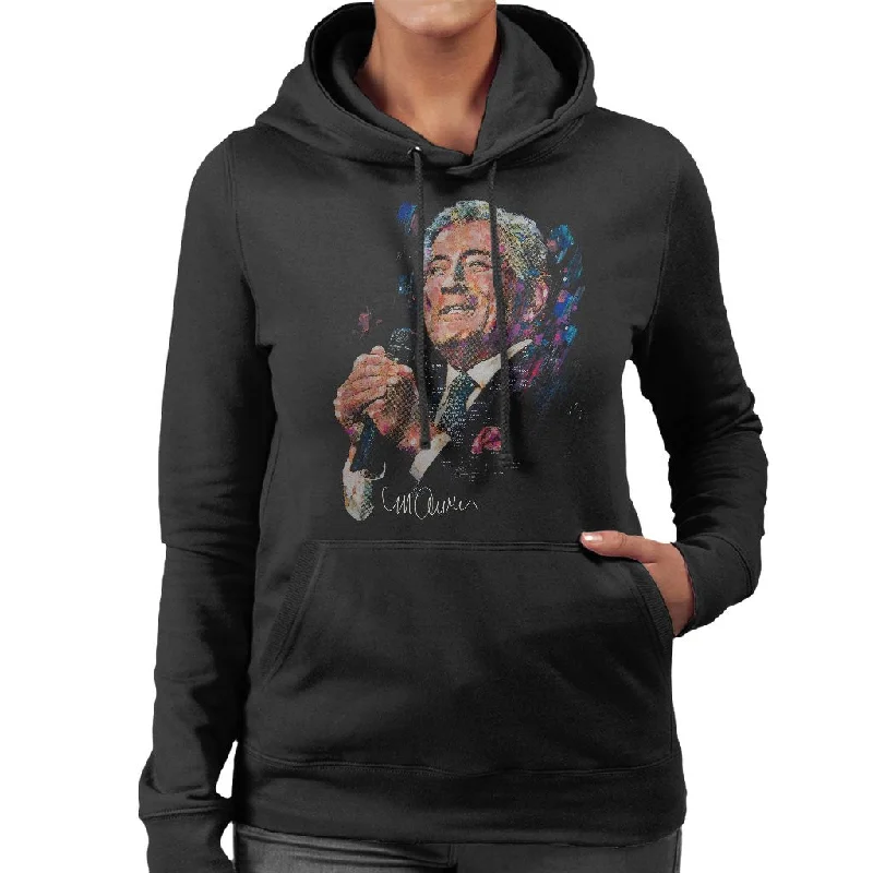 Sidney Maurer Original Portrait Of Tony Bennett Women's Hooded Sweatshirt Hoodie with Fur Luxurious Winter