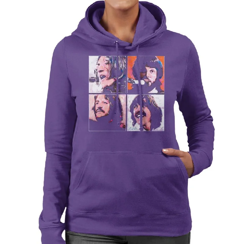 Sidney Maurer Original Portrait Of The Beatles Let It Be Women's Hooded Sweatshirt Hoodie with Side Slits Relaxed Casual