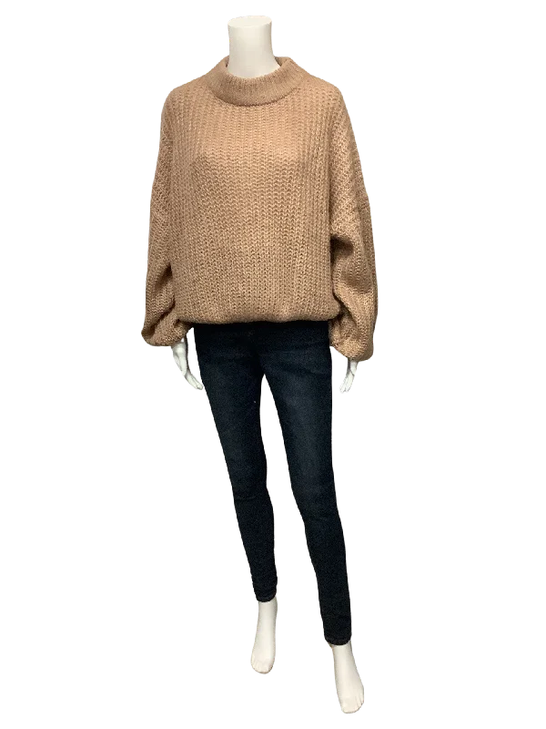 Simplee Women's Sweater Carmel Size: L Slim Fit Regular Fit Oversized