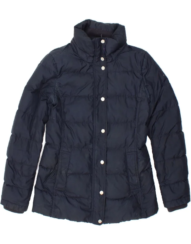 TOMMY HILFIGER Womens Padded Jacket UK 10 Small Navy Blue Polyamide Trench Coat Raincoat Waterproof Jacket