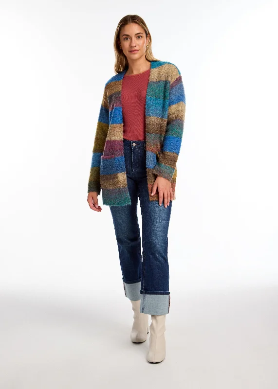 FDJ Striped Spacedye Cardigan Sweater 1277104-TBSD Tie Dye Boucle Boxy Sweater Fitted Sweater A-Line