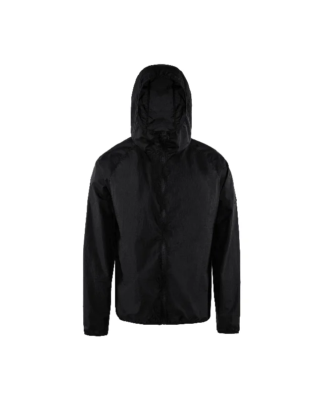 Ultralight Packable DWR Wind Jacket - Black Cotton Fabric Linen Fabric Terry Fabric