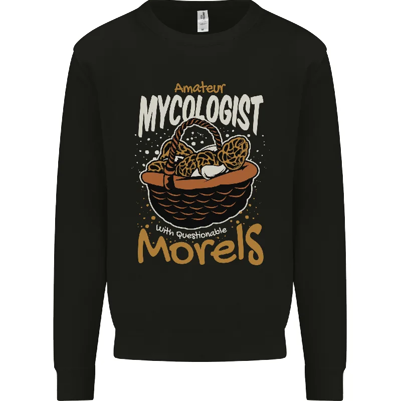 Amateur Mycologist Funny Mushroom Mens Sweatshirt Jumper Hoodie with Applique Textured Unique