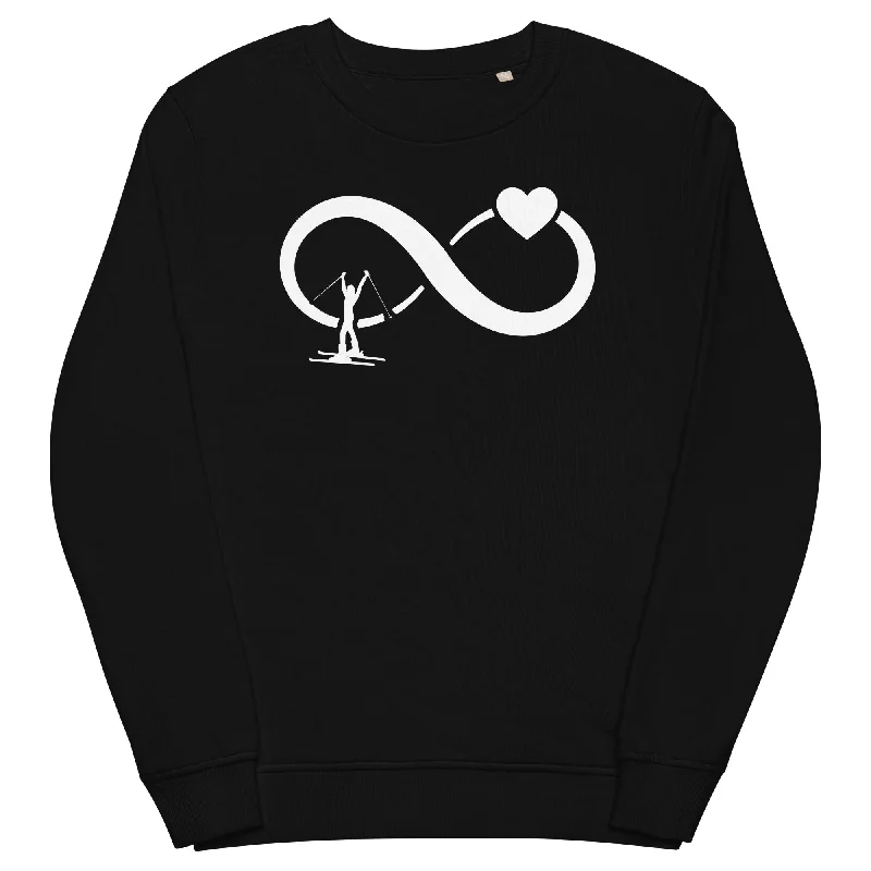 Infinity Heart and Skiing 1 - Unisex Premium Organic Sweatshirt Hoodie with Embroidery Detailed Premium