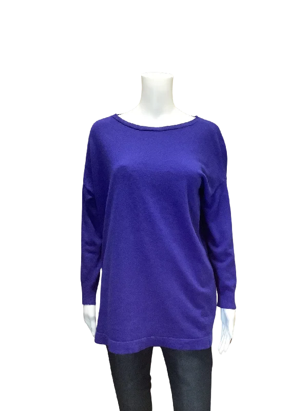 Eileen Fisher Women's Sweater Purple Wool Size: S/P Denim Fabric Leather Fabric Suede Fabric