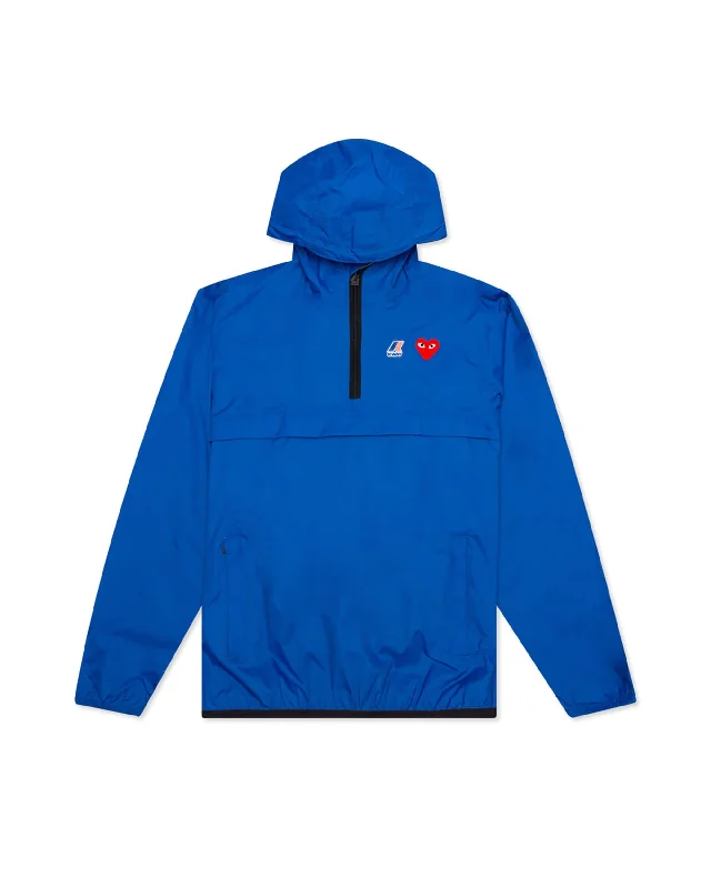 K-Way Half Zip Le Vrai 3.0 Leon Jacket - Blue Embroidered Jacket Appliqued Jacket Beaded Jacket