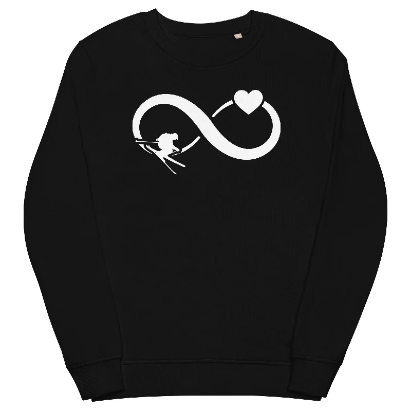 Infinity Heart and Skiing - Unisex Premium Organic Sweatshirt Hoodie with Ribbed Cuffs Snug Fit Comfort