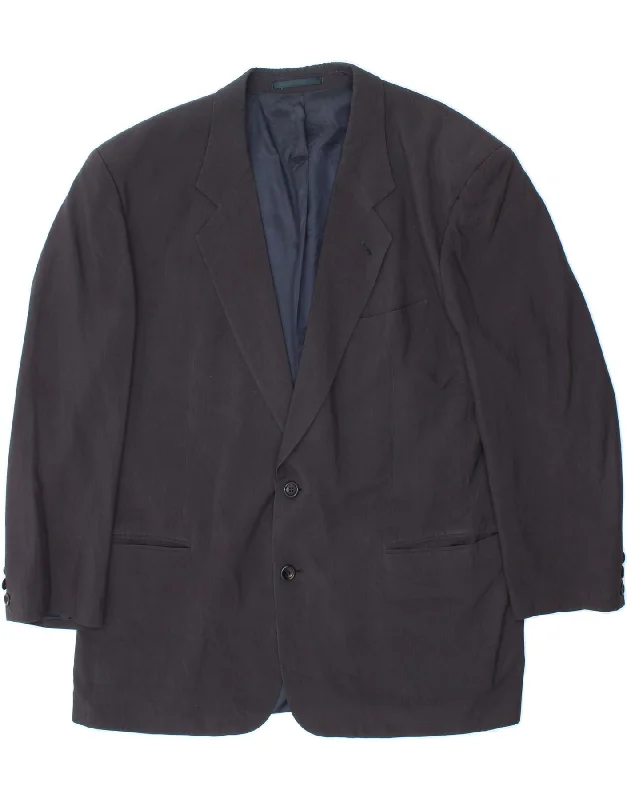 HUGO BOSS Mens 2 Button Blazer Jacket IT 54 2XL Navy Blue Silk Wool Jacket Cashmere Jacket Tweed Jacket