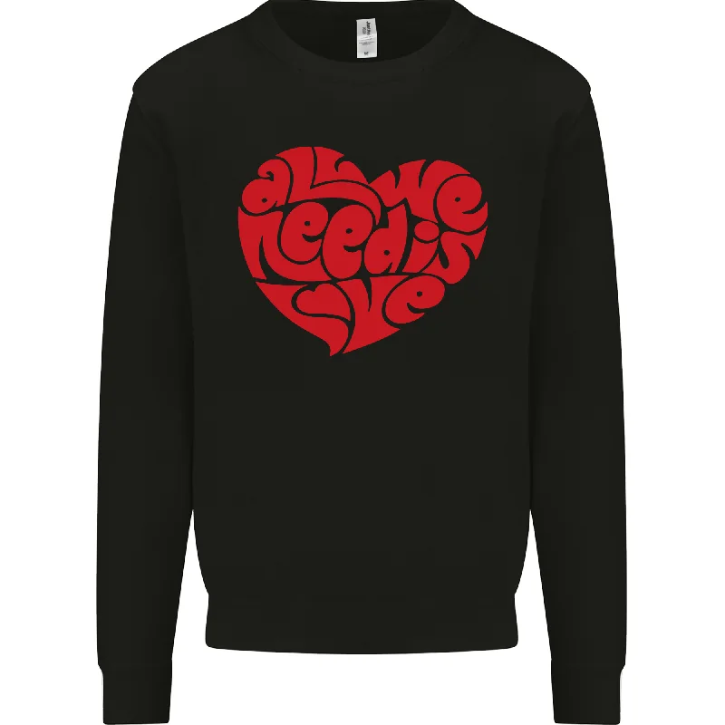 All You Need Is Love Heart Peace Mens Sweatshirt Jumper Hoodie with Reflective Safety Nightwear