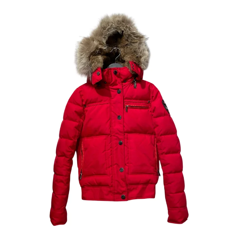 Pajar CANADA/Coat/XS/RED/Fur Hood Hook-and-Loop Buckled Tied