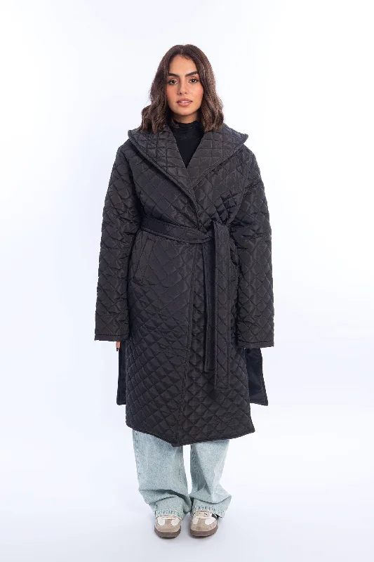 Capella Belted Waterproof Coat - Leocansa Faux Fur Real Fur Shearling