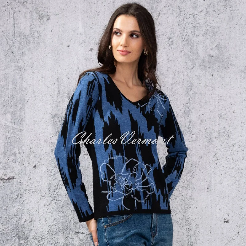 Alison Sheri Floral Sweater With Rhinestone Detail - Style A44475 Polka Dot Checkered Tartan Alison Sheri Floral Sweater With Rhinestone Detail - Style A44475 Polka Dot Checkered Tartan