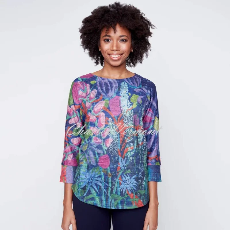 Claire Desjardins Sweater Top - Style 91202 Graphic Sweater Embroidered Appliqued