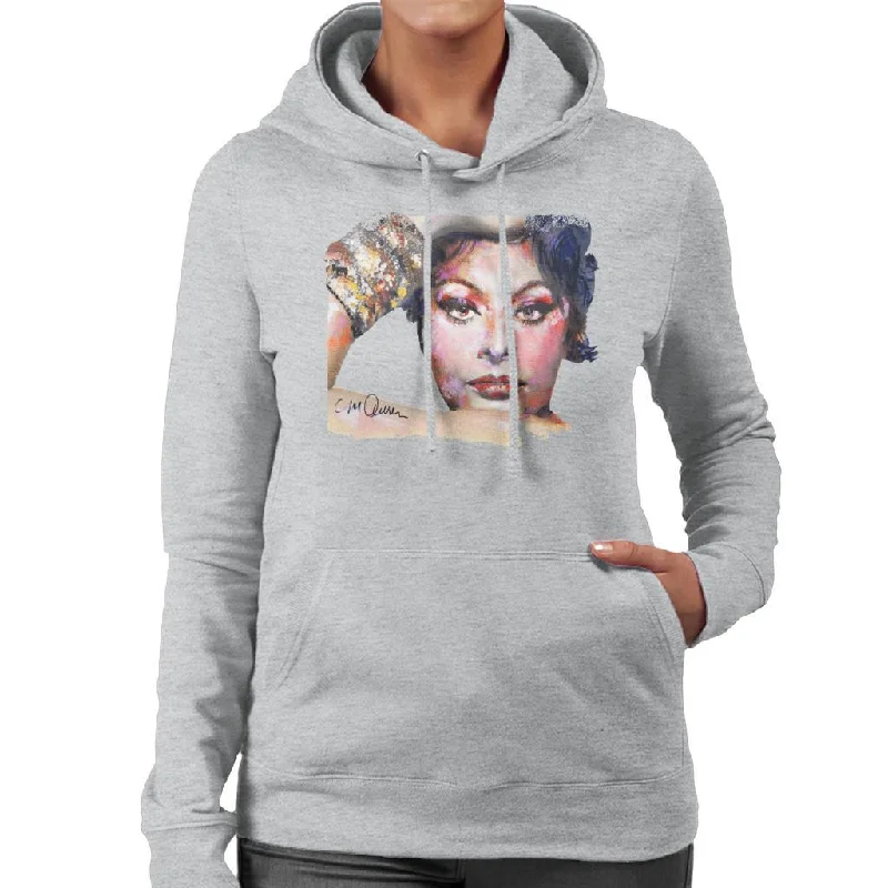 Sidney Maurer Original Portrait Of Sophia Loren Women's Hooded Sweatshirt Graphic Hoodie Design Print